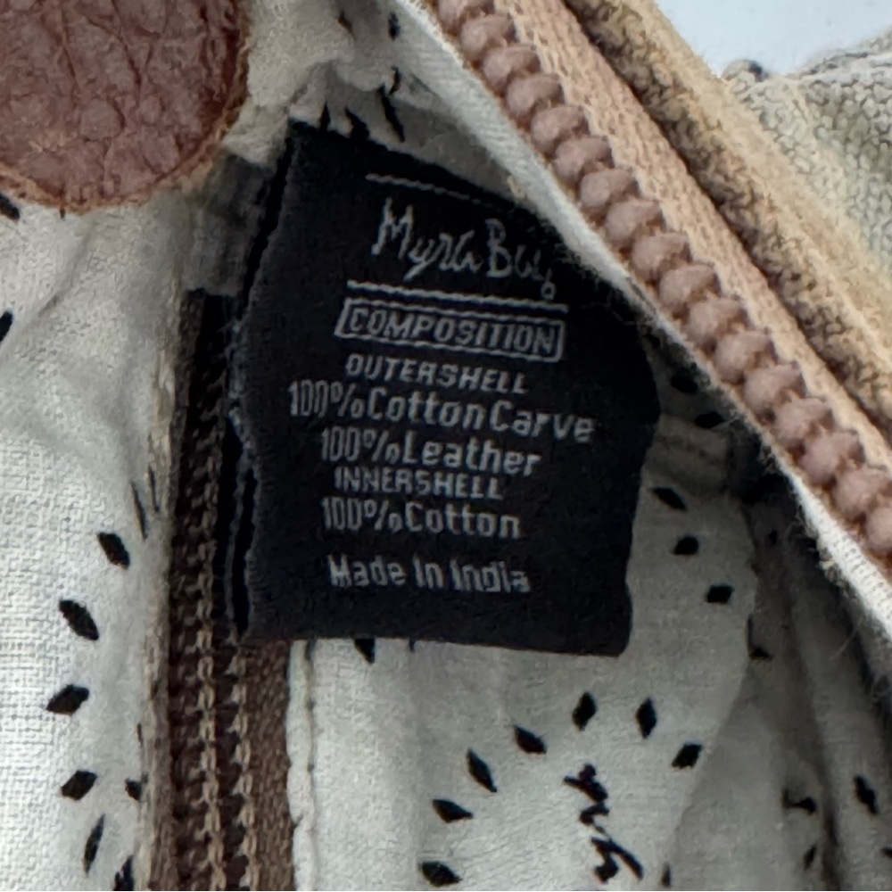 Myra Crossbody Bag Stamp Pocket Upcycled Canvas Country Cowhide Small Purse - Picture 9 of 15